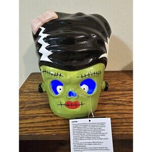 Spooky Hollow LED Lighted Frankenstein Head Ceramic Halloween Decor